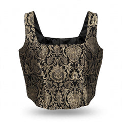 Designer Readymade Corset on Black Brocade Woven with Gold zari