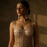 Designer Readymade Corset on Net Based Mirror Work Fabric