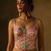 Designer Readymade Corset on White Brocade Fabric
