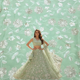 Zeenat Floral Sequin Work Pastel Green on Organza Base