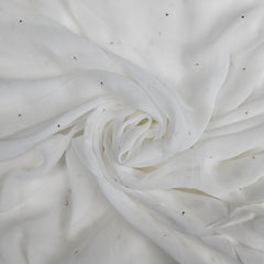 Bunaawat Georgette Dyeable Mukesh (Silver Color) Work Fabric