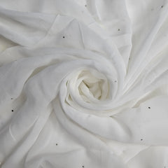 Bunaawat Georgette Dyeable Mukesh (Gold Color) Work Fabric