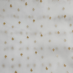 Gold Sequin Embroidered Dyeable Organza Fabric with Square Motif