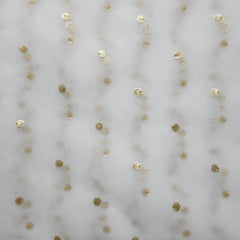 Gold Sequin Embroidered Dyeable Net Fabric with Gold Rosette Motif
