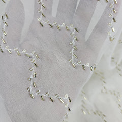 Saaz Georgette Dyeable Handwork fabric with Zigzag Sequin work