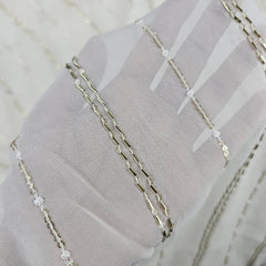 Saaz Georgette Dyeable Handwork fabric with Linear Sequin work