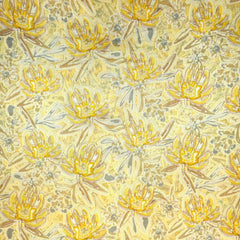 Yellow Floral Digital Print on Brasso Fabric