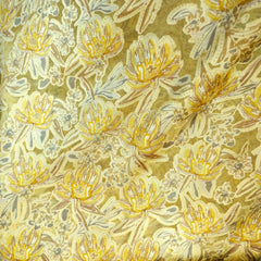 Yellow Floral Digital Print on Brasso Fabric