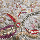 Noor Embroidered Dyeable Shimmer Tissue base Fabric with Paisley Motif Border