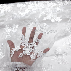 Franchesca Floral Lacey Embroidered Net Fabric