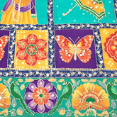 Navratri Dandiya Special Crepe Print with Embroidered Sequins - Turquoise Blue