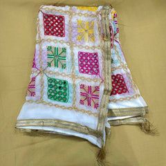 White Phulkari Dupatta