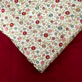 Multicolor Embroidered Zari, & Sequin Work Raw Silk Fabric with Pink and Maroon Floral Pattern