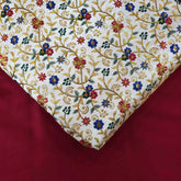 Multicolor Embroidered Zari, & Sequin Work Raw Silk Fabric with Blue Floral Pattern