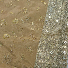 Embroidered Shimmer Off-White Blouse with Half Sleeves and Sweetheart Neckline