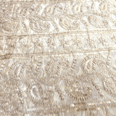 Embroidered Shimmer Tissue Dyeable Fabric with Paisley Sequin & Zari Work Border