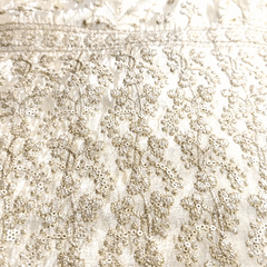 Embroidered Shimmer Tissue Dyeable Fabric with all over Floral Sequin & Zari Work Border
