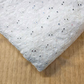 Dyeable Embroidered Georgette Fabric with Mirror Work and floral Threadwork