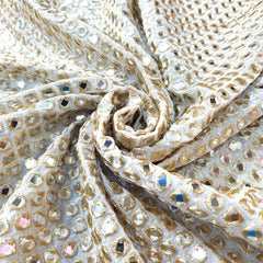 Dyeable Embroidered Georgette Fabric with Full Mirror Work