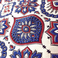 Elegant Handblock Ajrakh Print on Pure Modal Fabric – Traditional Floral Motifs on White Base
