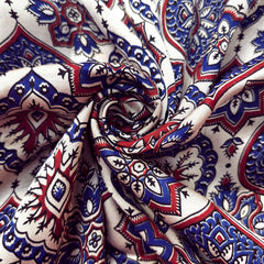 Elegant Handblock Ajrakh Print on Pure Modal Fabric – Traditional Floral Motifs on White Base