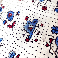 Elegant Handblock Ajrakh Print on Pure Modal Fabric – Geometric Floral Motifs on White Base