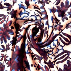 Elegant Handblock Ajrakh Print on Pure Modal Fabric – Abstract Motifs on White Base