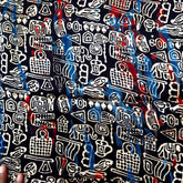 Elegant Handblock Ajrakh Print on Pure Modal Fabric – Random Motifs on Black Base