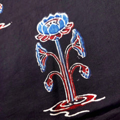 Elegant Handblock Ajrakh Print on Pure Modal Fabric – Floral Motifs on Black Base