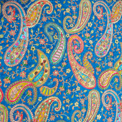 Blue Crepe Base Fabric with Multicolor Embroidery & Zari, Sequin work