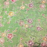 Pastel Green Crepe Base Fabric with Multicolor Floral Embroidery & Zari, Sequin work