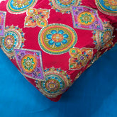 Bright Pink Crepe Base Fabric with Multicolor Geometric Embroidery & Zari, Sequin work
