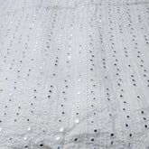 Dyeable Embroidered Georgette Fabric with Mirror Work and Geometric Threadwork