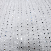 Dyeable Embroidered Georgette Fabric with Geometric Mirror Work and Threadwork