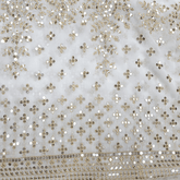 Dyeable Embroidered Georgette Fabric with Mirror Work and Heavy Border in Daman