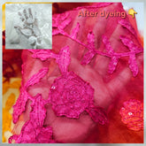 Embroidered Dyeable Organza base Brasso Fabric with Floral Pattern