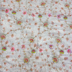 DYEABLE Crepe Fabric with Multicolor Floral Cutdana, Sequin work