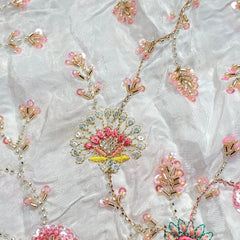 DYEABLE Crepe Fabric with Multicolor Floral Cutdana, Sequin work