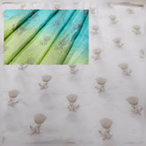 Dyeable Embroidered Raw Silk fabric with Floral Zari work and Sequin Highlights