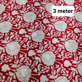 Red Printed Pure Cotton Piece 3 meter
