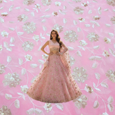 Zeenat Floral Sequin Work on Baby Pink Organza Base