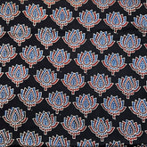 Elegant Handblock Ajrakh Print on Pure Modal Fabric – Black & Maroon Floral and Paisley Motifs on Indigo Black Base