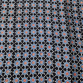 Elegant Handblock Ajrakh Print on Pure Modal Fabric – Indigo Blue & Black Floral and Paisley Motifs on Black Base