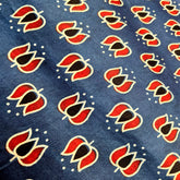 Elegant Handblock Ajrakh Print on Pure Modal Fabric – Indigo Blue & Black & Red Lotus Motifs on Blue Base