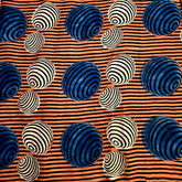 Elegant Handblock Ajrakh Print on Pure Modal Fabric – Blue,Beige & Black Circular Motifs on Peach Base