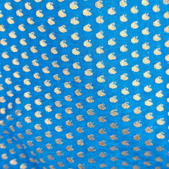 Gold Koyari Bright Sky Blue Color Banarasi Brocade Blouse with Round Neckline