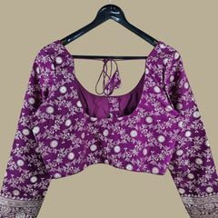 Zarmina Wine Banarasi Brocade with Round Neckline