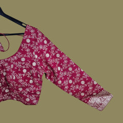 Zarmina Deep Red Banarasi Brocade with Round Neckline