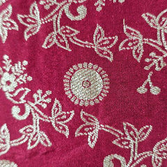 Zarmina Deep Red Banarasi Brocade with Round Neckline