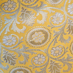 Zardana Bold Yellow Pink Banaras Brocade Blouse with Zari work and Round Neckline